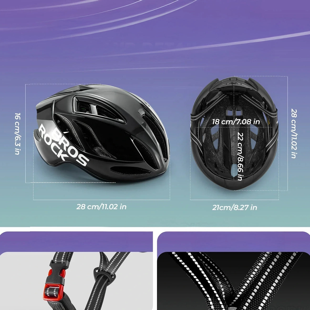 Rockbros TS-42 lengvas dviračio šalmas 58-62 cm - juodas -- Bicycle Helmets