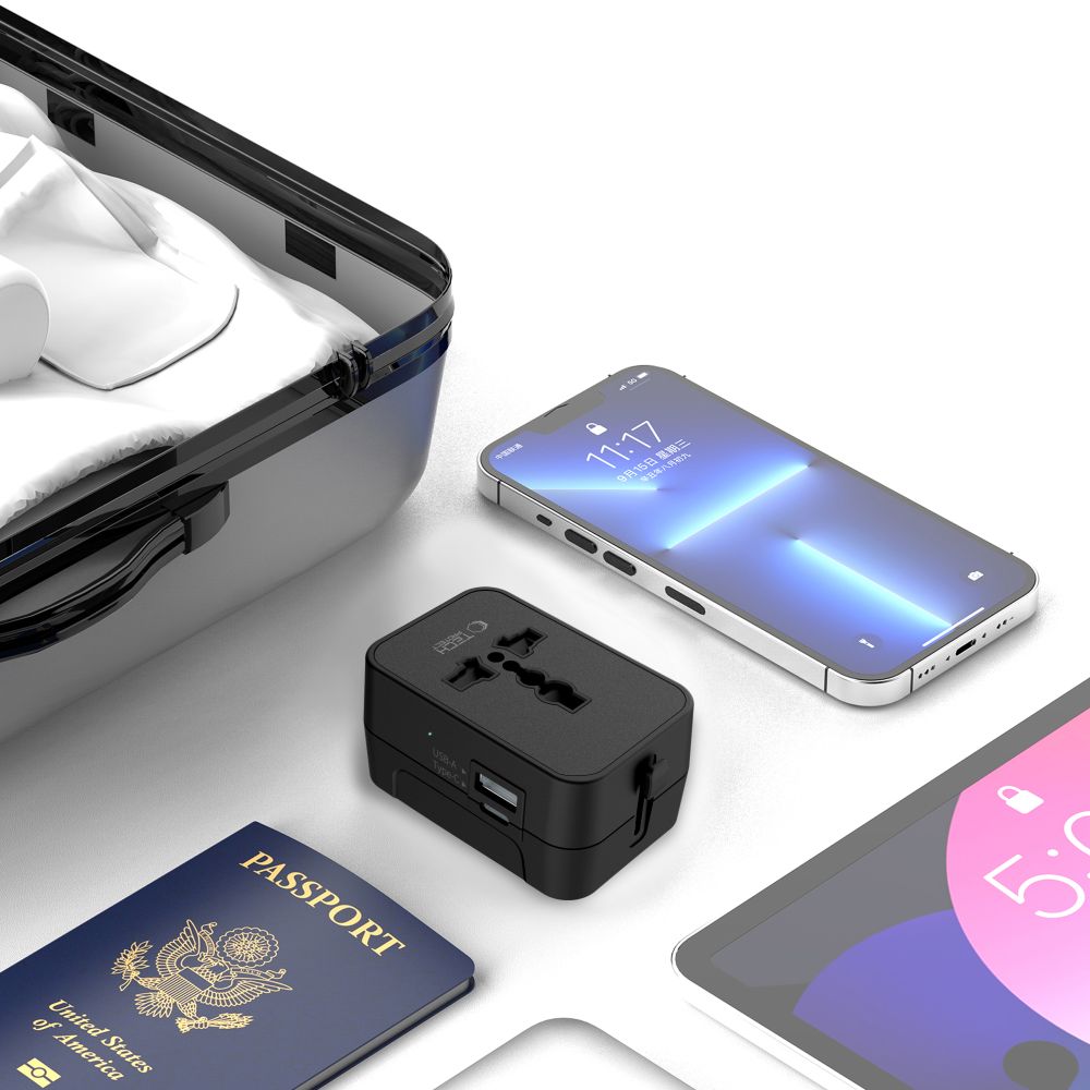Tech-Protect TA300 kelioninis adapteris EU / UK / AU - juodas -- USB Adapters