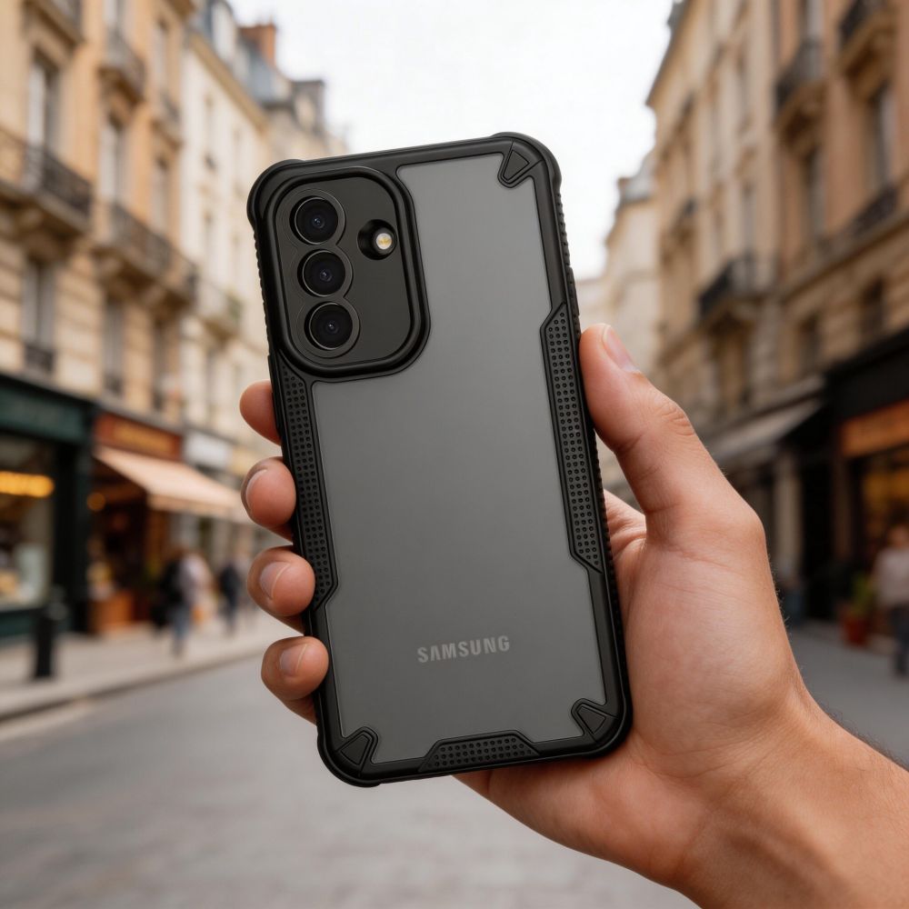 Tech-Protect Rugged Shield Case, skirta Samsung Galaxy A37 5G - Translucent Black -- Samsung Galaxy A37
