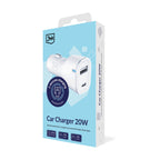 3mk automobilinis įkroviklis 20W PD3.0 QC 3.0 USB 1A1C – baltas -- Cell phone chargers