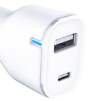 3mk automobilinis įkroviklis 20W PD3.0 QC 3.0 USB 1A1C – baltas -- Cell phone chargers