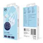 3mk Kabelis 3in1 USB-A - micro USB / Lightning / USB-C 1.2m 20V/2.4A 15W - baltas -- Cell phone cables