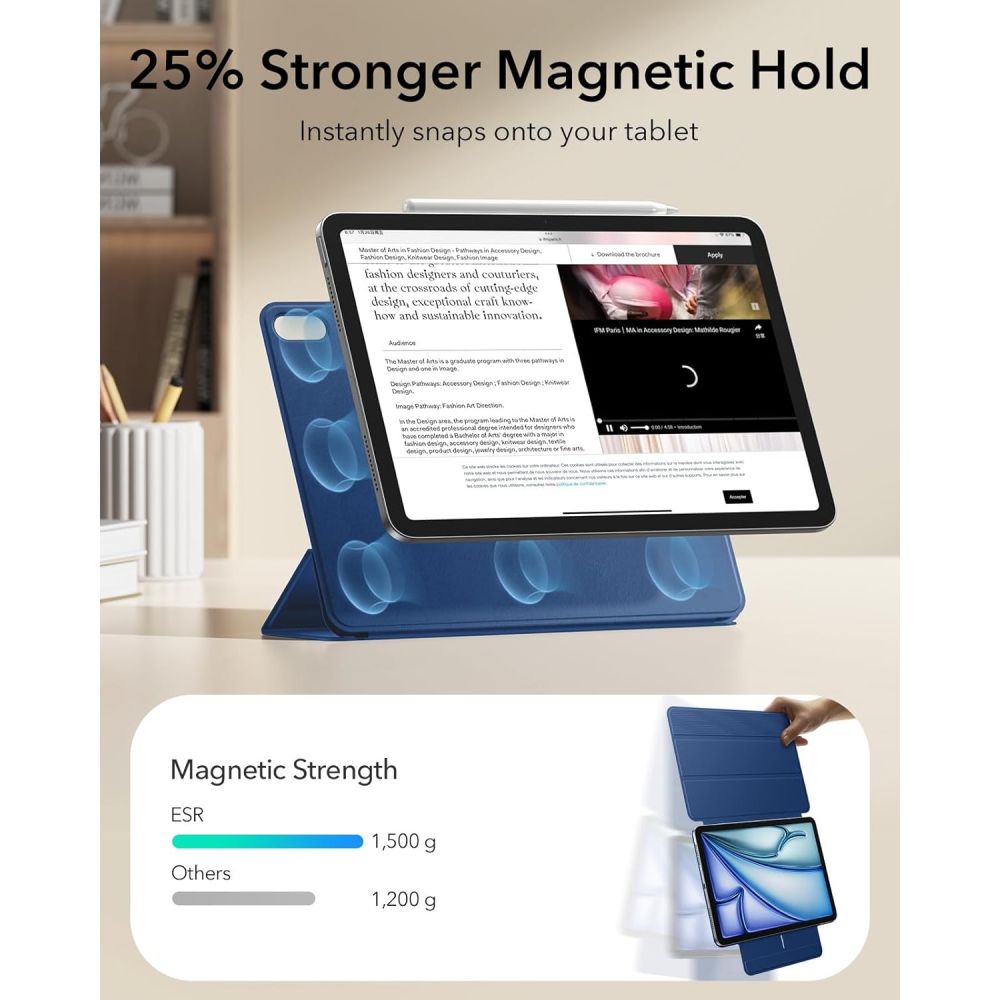 ESR Rebound Magnetic Case už iPad Air 10.9" (2020/2022) / 11" (2024/2025/2026) – Navy Blue -- iPad Air 10.9