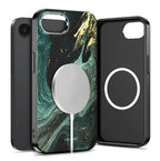 Tech-Protect Lamano MagSafe Case, skirta iPhone 16e / 17e - Black and Green -- iPhone 16e