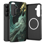 Tech-Protect Lamano MagSafe Case, skirta Samsung Galaxy A57 5G - Black and Green -- Samsung Galaxy A57