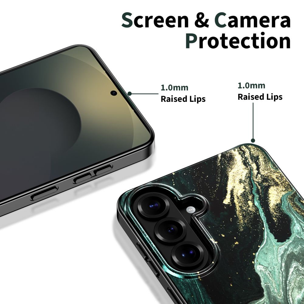 Tech-Protect Lamano MagSafe Case, skirta Samsung Galaxy A57 5G - Black and Green -- Samsung Galaxy A57