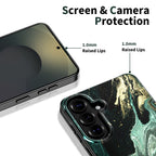 Tech-Protect Lamano MagSafe Case, skirta Samsung Galaxy A57 5G - Black and Green -- Samsung Galaxy A57