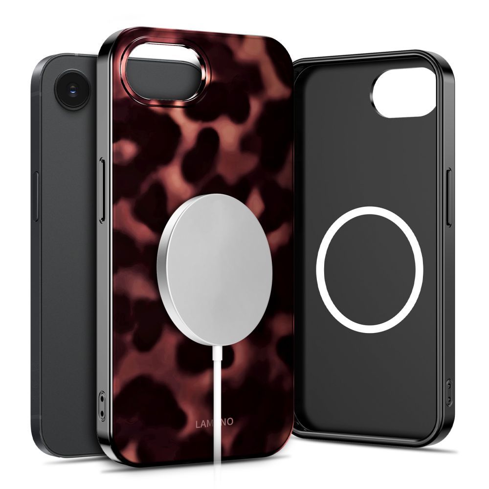 Tech-Protect Lamano MagSafe dėklas, skirtas iPhone 16e / 17e - black and brown -- iPhone 16e / iPhone 17e