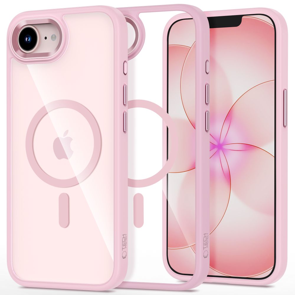 Tech-Protect Magmat MagSafe Case, skirta iPhone 16e / 17e - Transparent Pink -- iPhone 16e