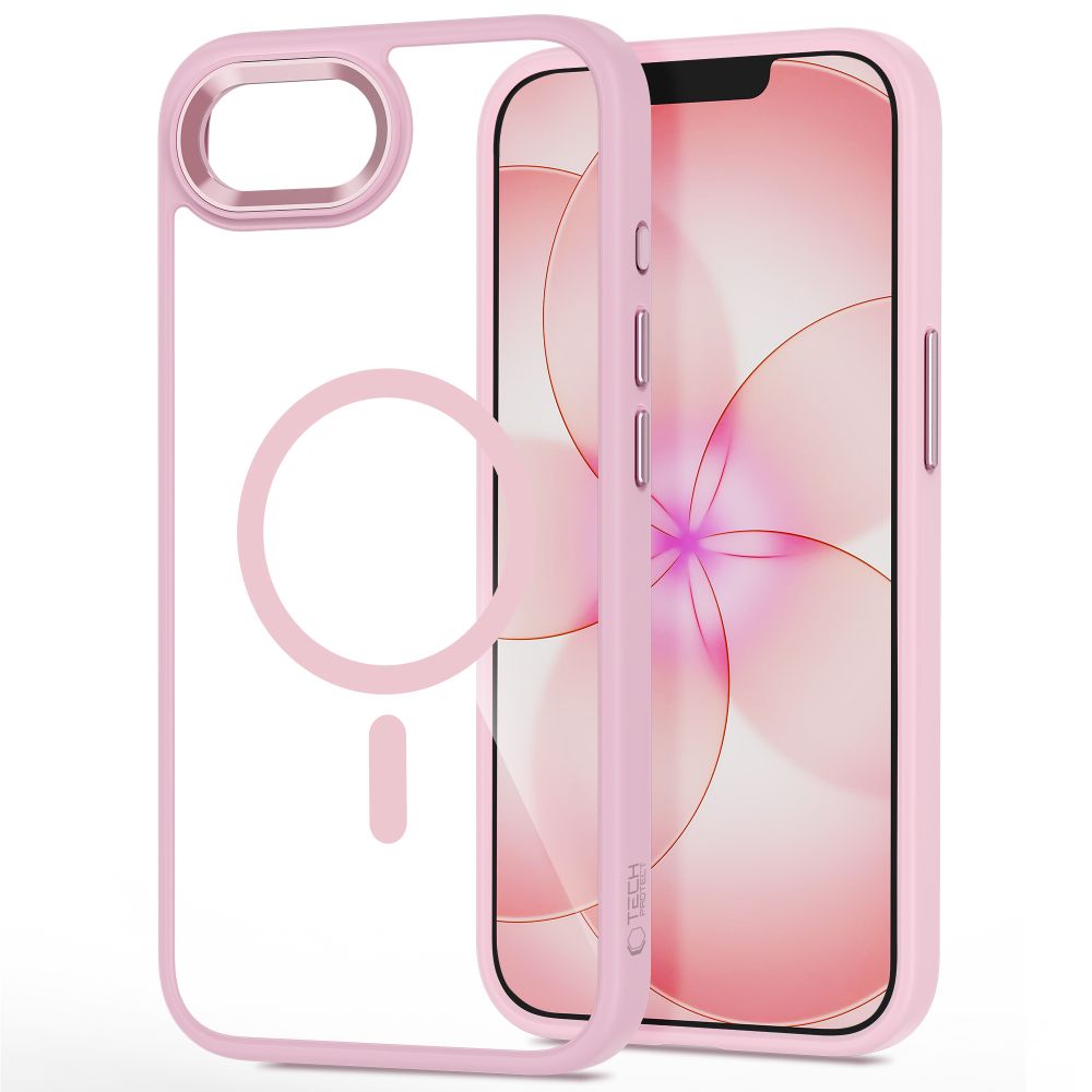 Tech-Protect Magmat MagSafe Case, skirta iPhone 16e / 17e - Transparent Pink -- iPhone 16e