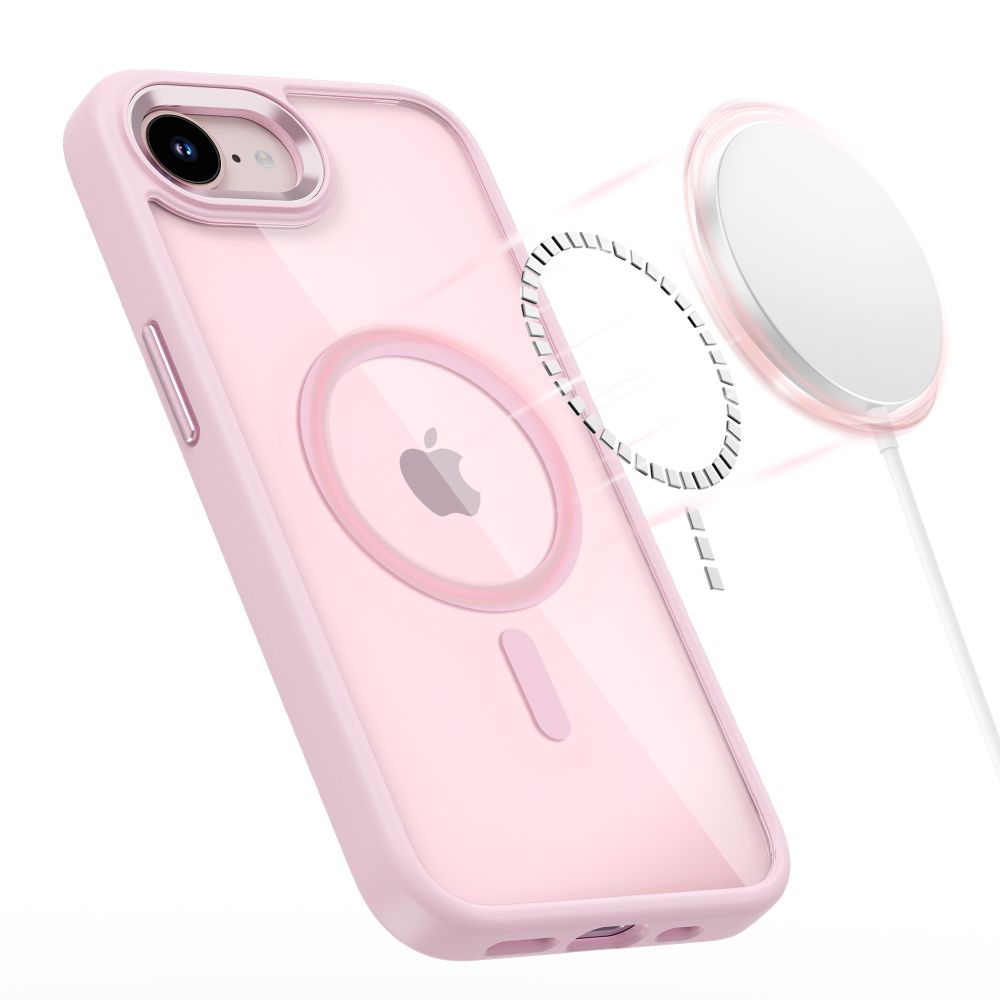 Tech-Protect Magmat MagSafe Case, skirta iPhone 16e / 17e - Transparent Pink -- iPhone 16e