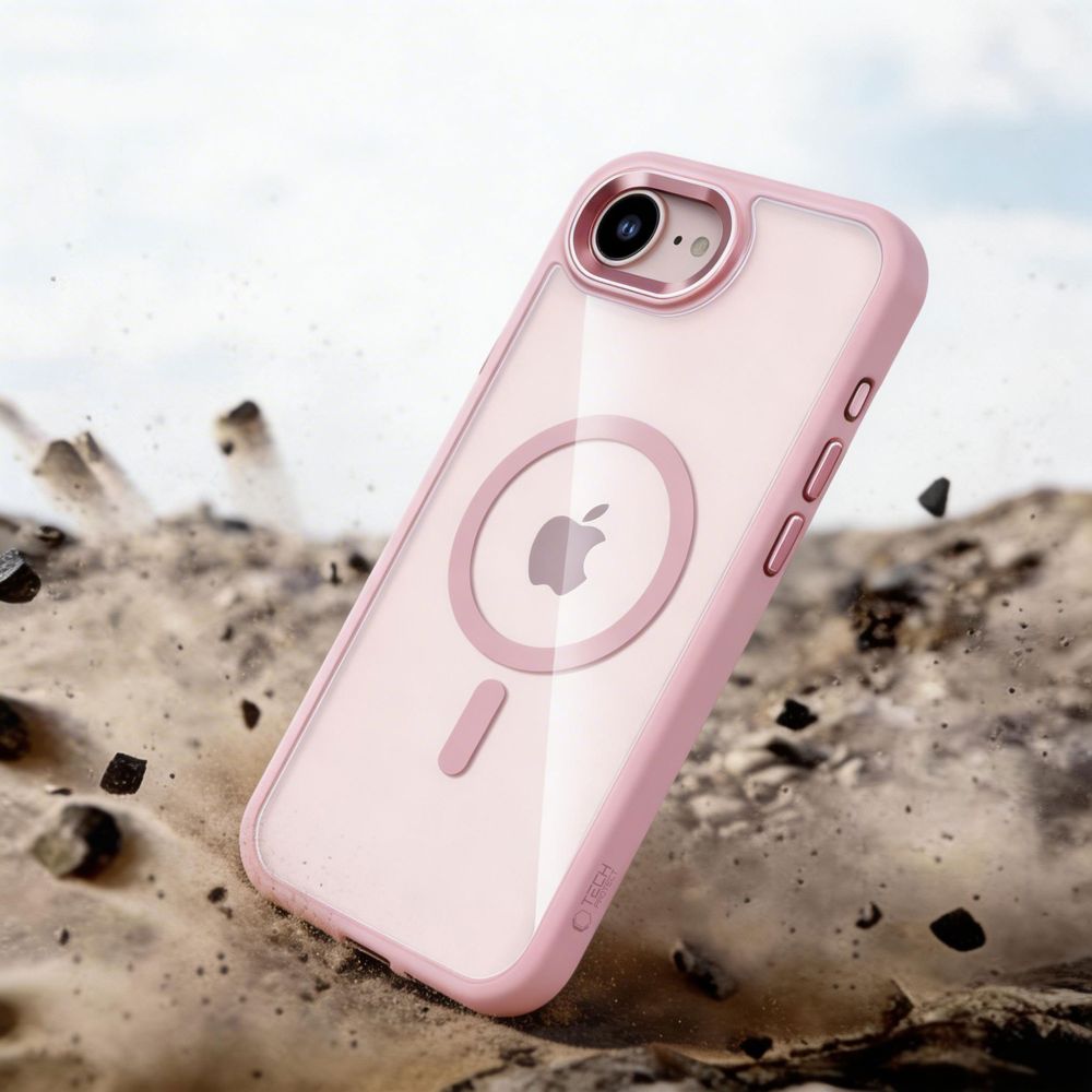 Tech-Protect Magmat MagSafe Case, skirta iPhone 16e / 17e - Transparent Pink -- iPhone 16e