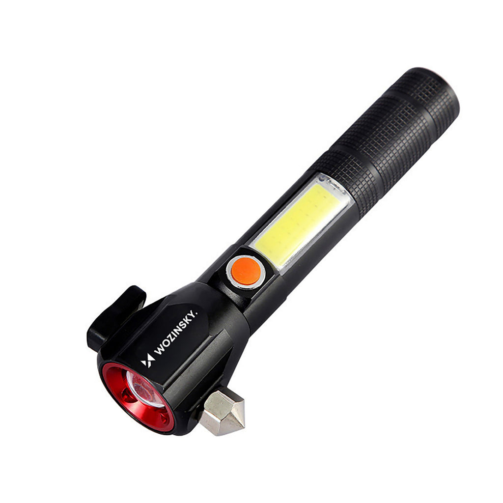 Wozinsky WLR-31 5W 500lm CREE 3 in 1 multifunkcinė žibintuvėlis su stiklo laužtuvų ir saugos diržo pjaustytuvu - juoda --...