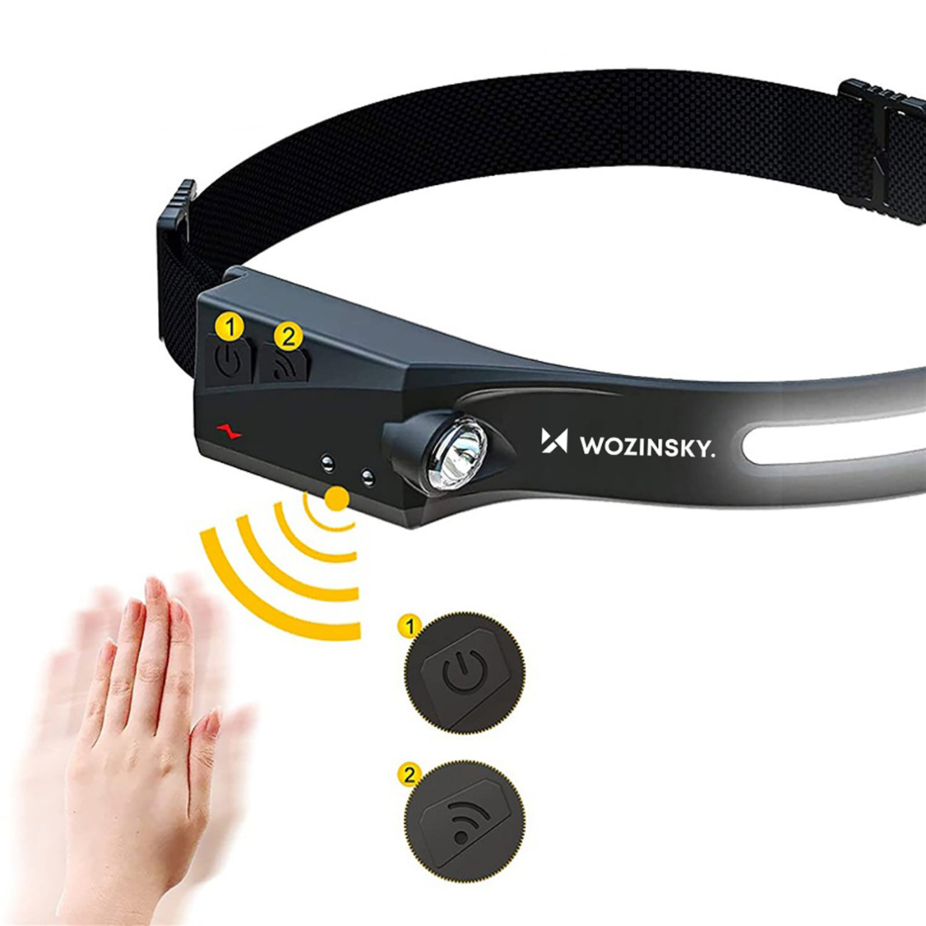 Wozinsky WLC-1200 350lm CREE LED žibintuvėlis IPX4 su judesio jutikliu - juoda -- Flashlights & Headlamps