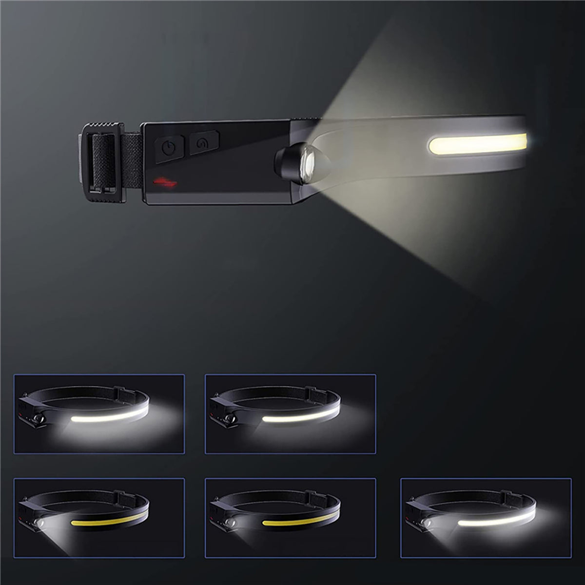 Wozinsky WLC-1200 350lm CREE LED žibintuvėlis IPX4 su judesio jutikliu - juoda -- Flashlights & Headlamps
