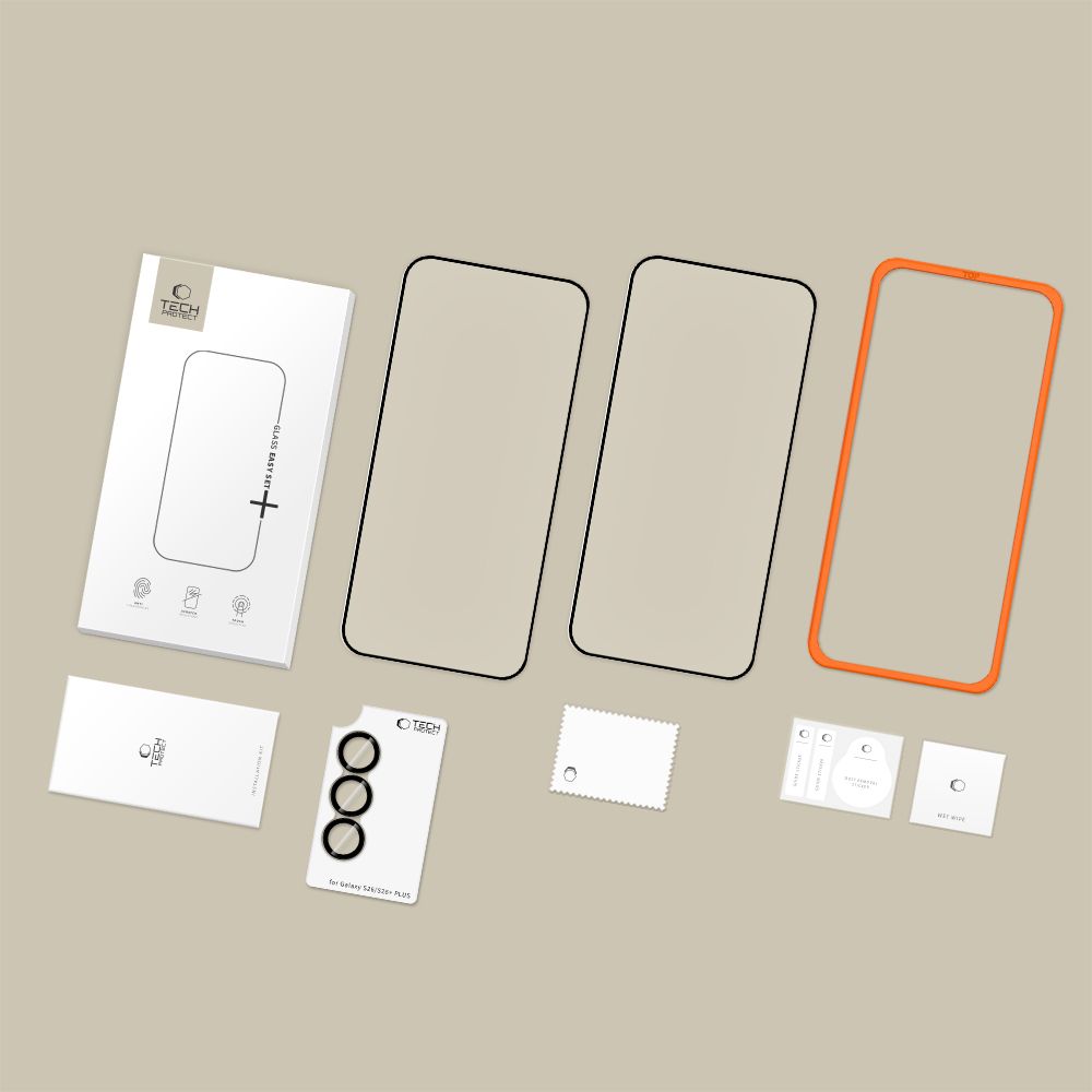 Tech-protect easy set+ 3-pack grūdintas stiklas skirtas Samsung Galaxy S26 - Black -- Samsung Galaxy S26 - Black