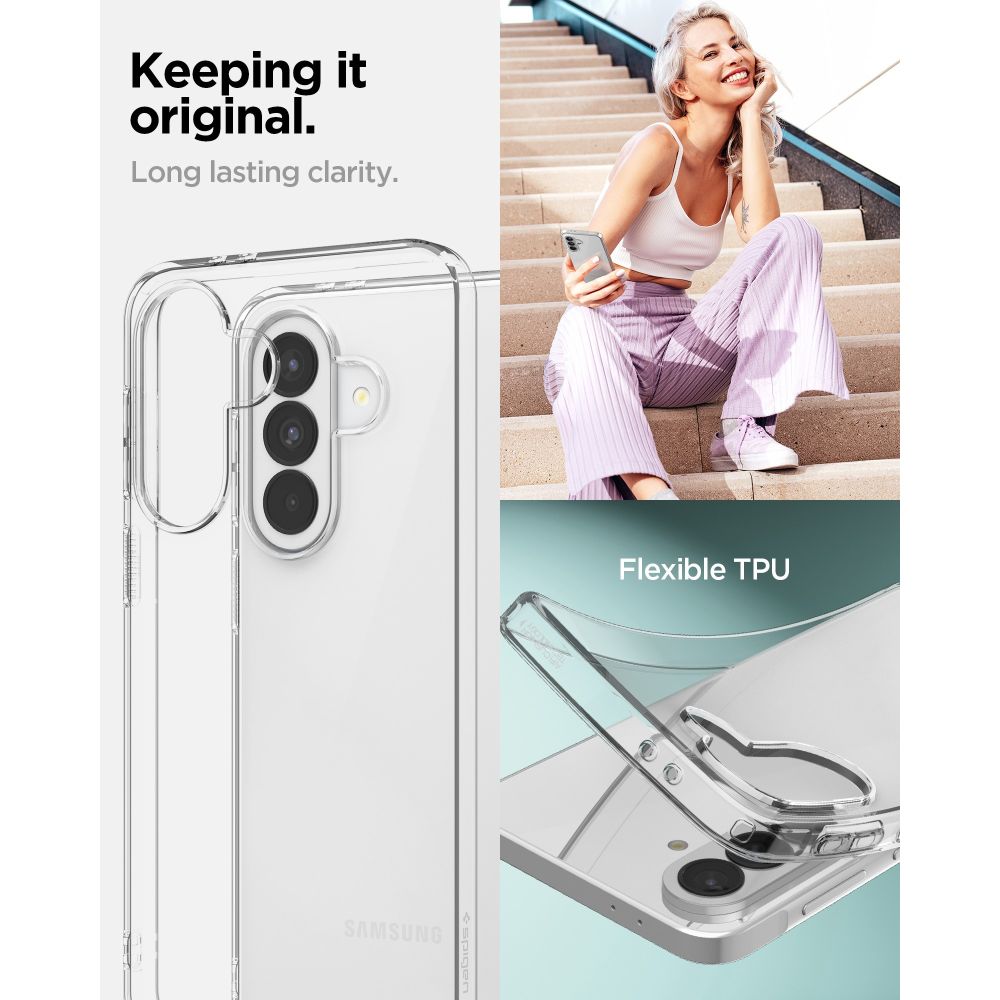 „Spigen“ skystųjų kristalų dėklas, skirtas Samsung Galaxy A37 5G – skaidrus