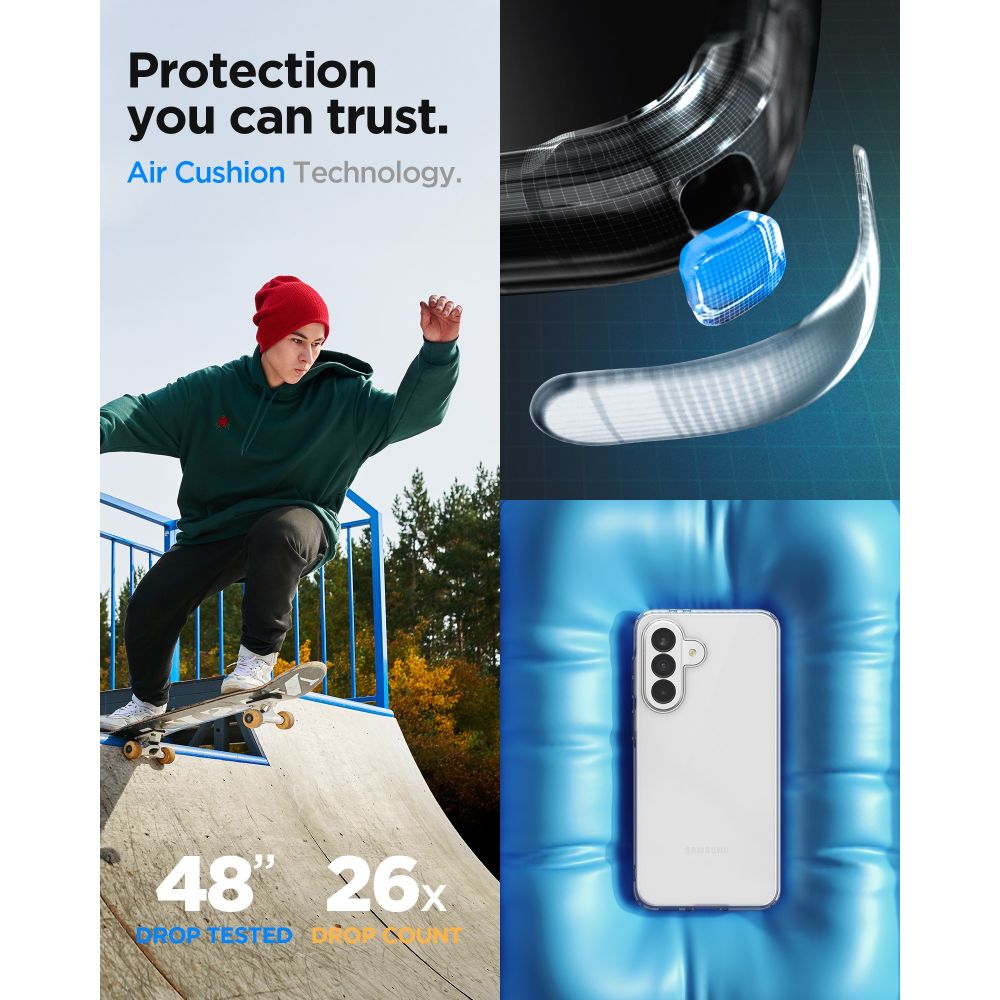 „Spigen“ skystųjų kristalų dėklas, skirtas Samsung Galaxy A37 5G – skaidrus