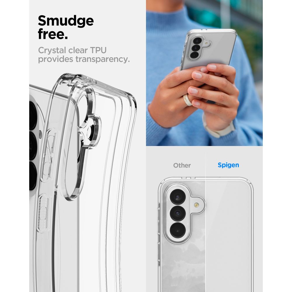 „Spigen“ skystųjų kristalų dėklas, skirtas Samsung Galaxy A37 5G – skaidrus