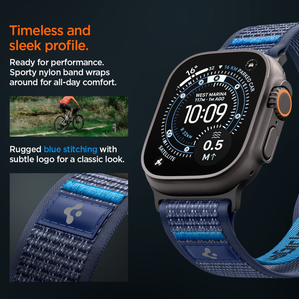 „Spigen Athlex Air 2“ dirželis, skirtas „Apple Watch“ (44 / 45 / 46 / 49 mm) – tamsiai mėlynas