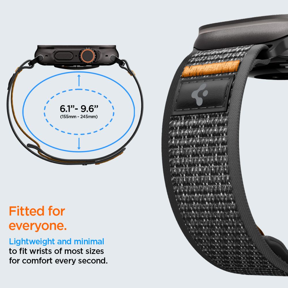„Spigen Athlex Air 2“ dirželis, skirtas „Apple Watch“ (44 / 45 / 46 / 49 mm) – juodas ir oranžinis