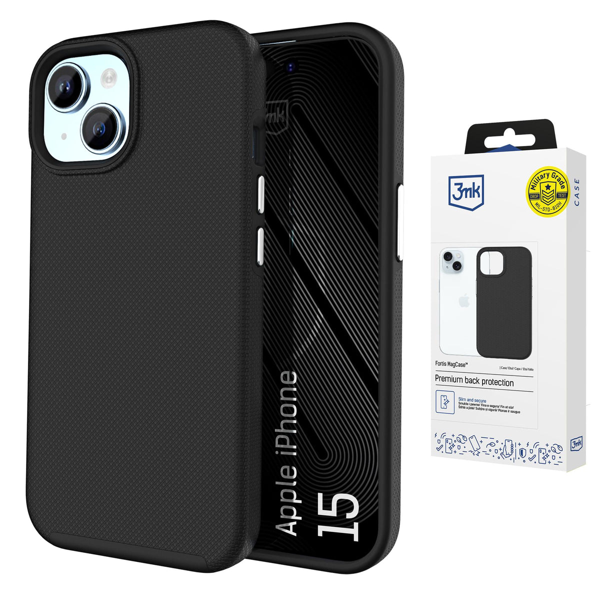 3mk Fortis MagCase skirtas iPhone 15 - juodas -- iPhone 15