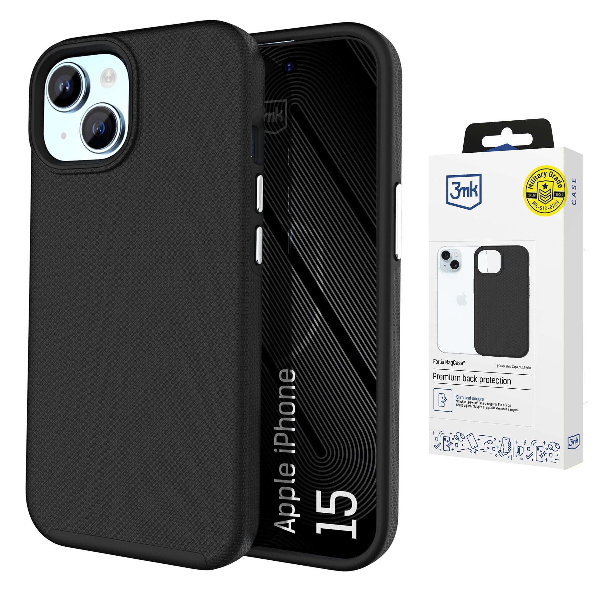 3mk Fortis MagCase skirtas iPhone 15 - juodas -- iPhone 15