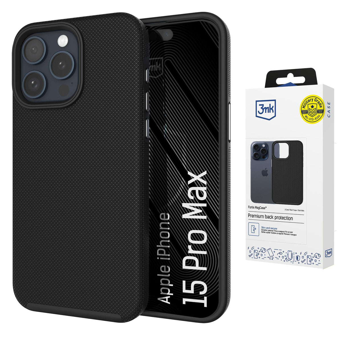 3mk Fortis MagCase skirtas iPhone 15 Pro Max - juodas -- iPhone 15 Pro Max