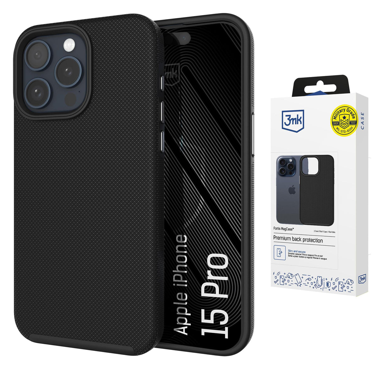 3mk Fortis MagCase skirtas iPhone 15 Pro - juodas -- iPhone 15 Pro