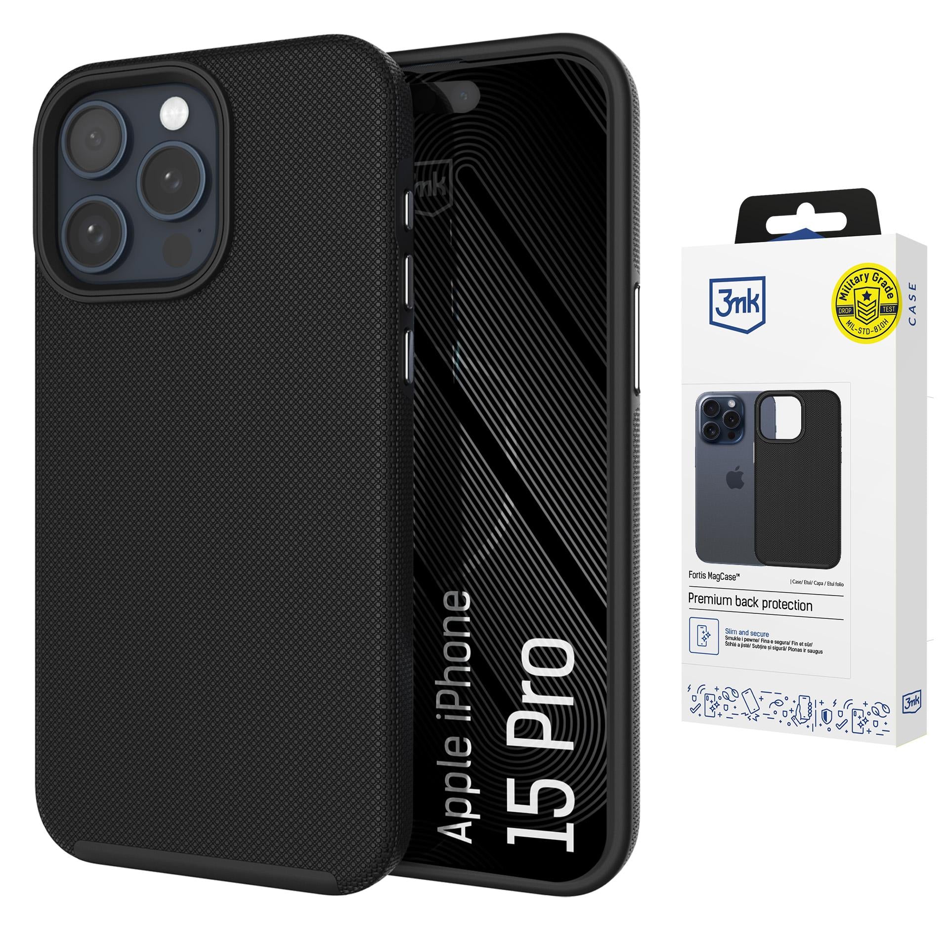 3mk Fortis MagCase skirtas iPhone 15 Pro - juodas -- iPhone 15 Pro