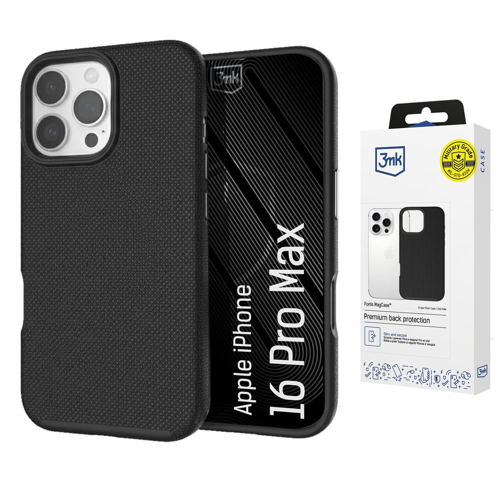 3mk Fortis MagCase skirtas iPhone 16 Pro Max - juodas -- iPhone 16 Pro Max