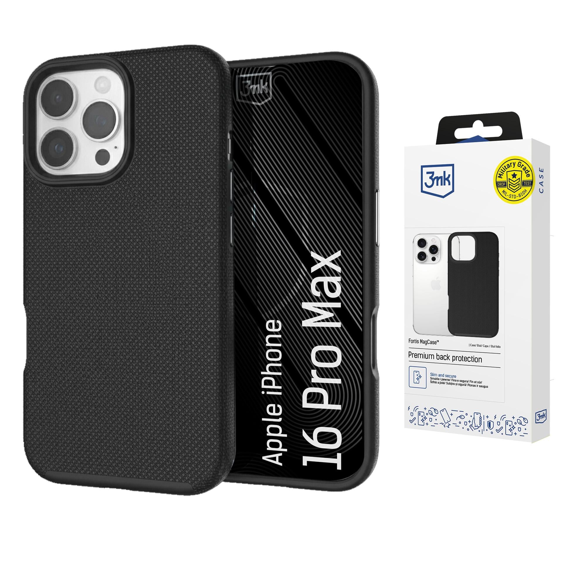 3mk Fortis MagCase skirtas iPhone 16 Pro Max - juodas -- iPhone 16 Pro Max