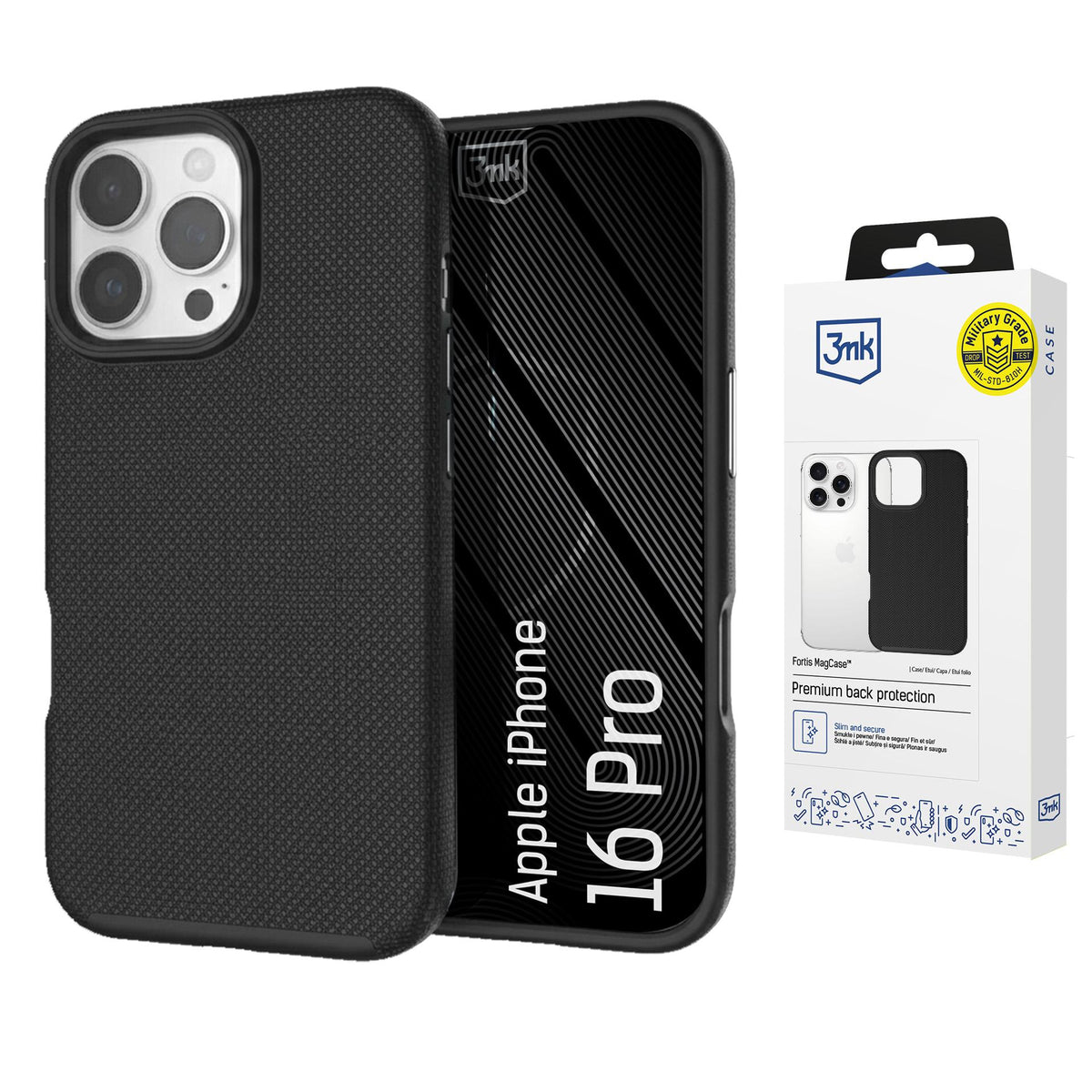 3mk Fortis MagCase skirtas iPhone 16 Pro - juodas -- iPhone 16 Pro