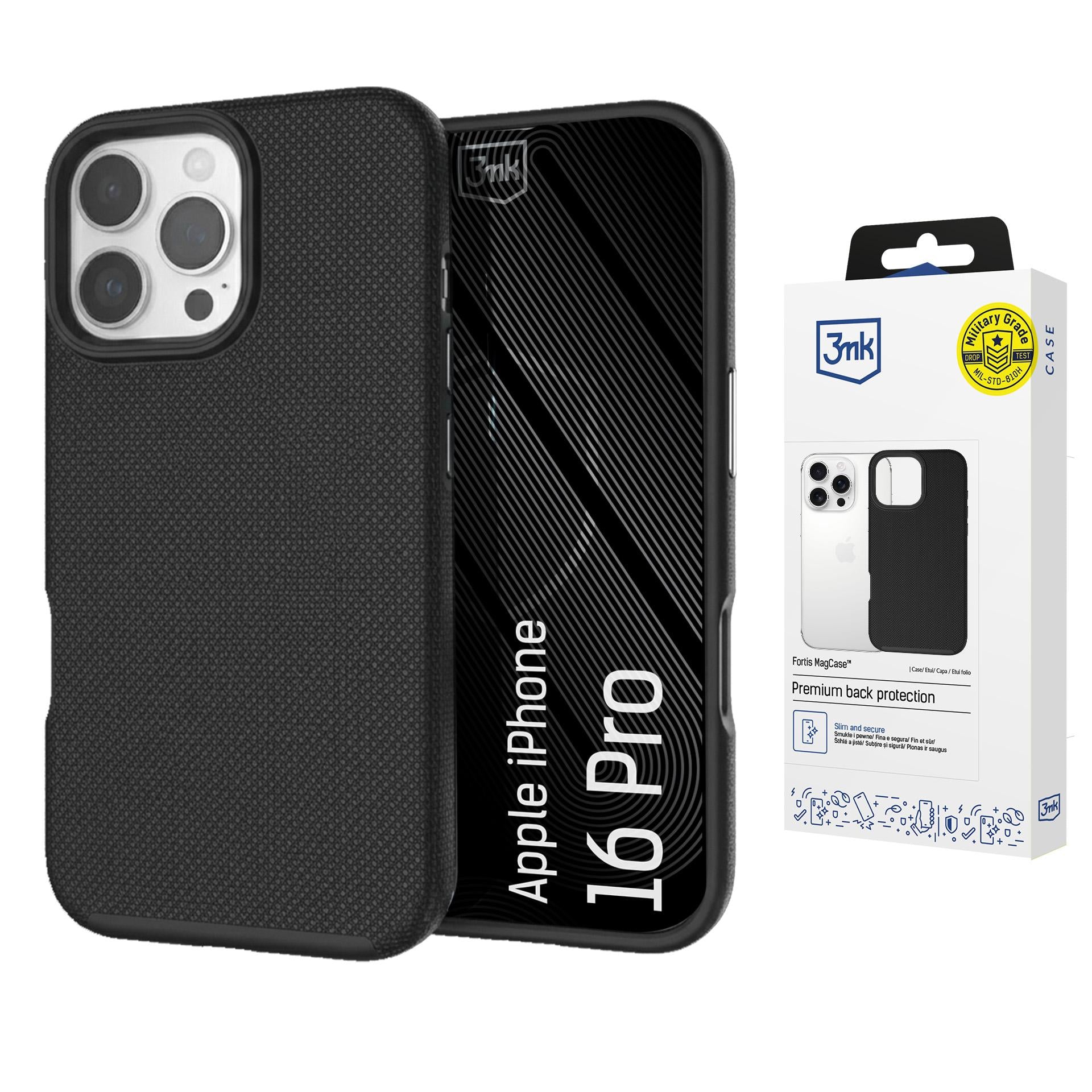 3mk Fortis MagCase skirtas iPhone 16 Pro - juodas -- iPhone 16 Pro