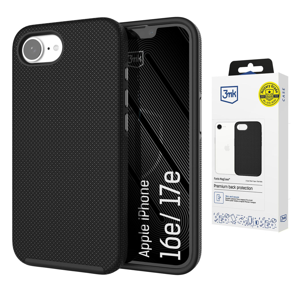 3mk Fortis MagCase skirtas iPhone 16e / 17e - juodas -- iPhone 16e / iPhone 17e