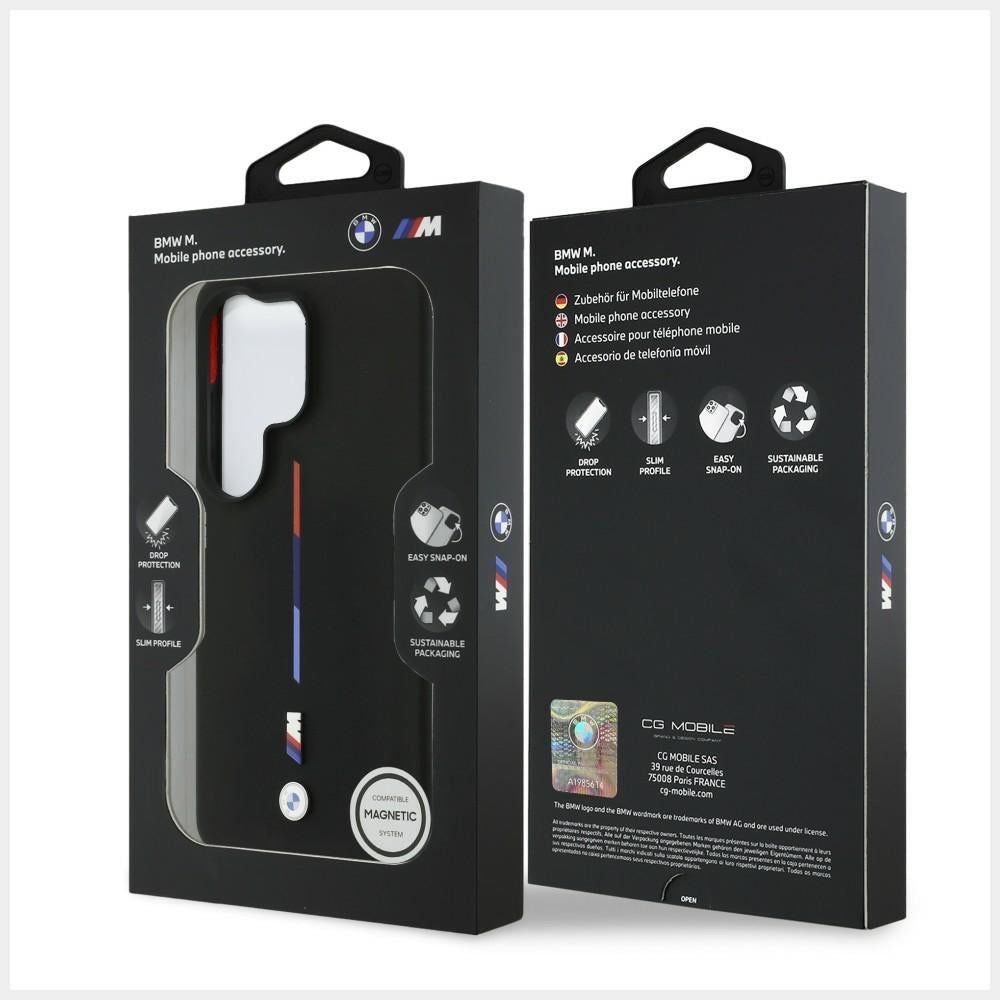 BMW M Trispalvė silikoninė linija MagSafe Case skirta Samsung Galaxy S26 Ultra - Black