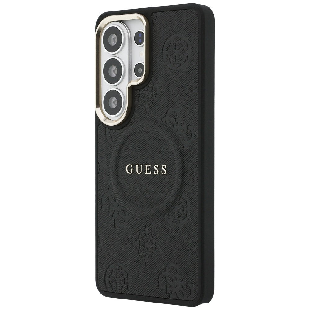 Guess Saffiabe Bijūnų EmBossed Žiedas MagSafe Case už Samsung Galaxy S26 Ultra - Black