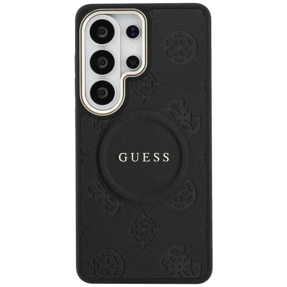 Guess Saffiabe Bijūnų EmBossed Žiedas MagSafe Case už Samsung Galaxy S26 Ultra - Black