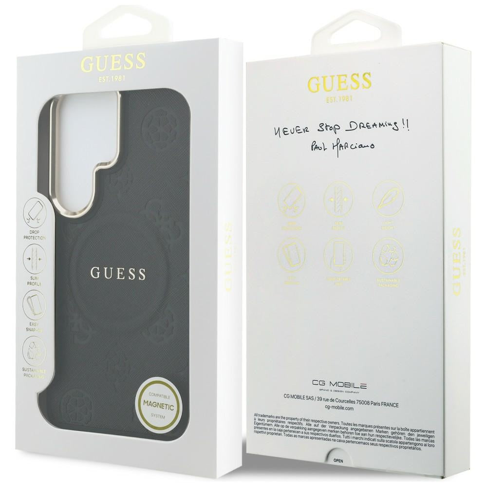 Guess Saffiabe Bijūnų EmBossed Žiedas MagSafe Case už Samsung Galaxy S26 Ultra - Black