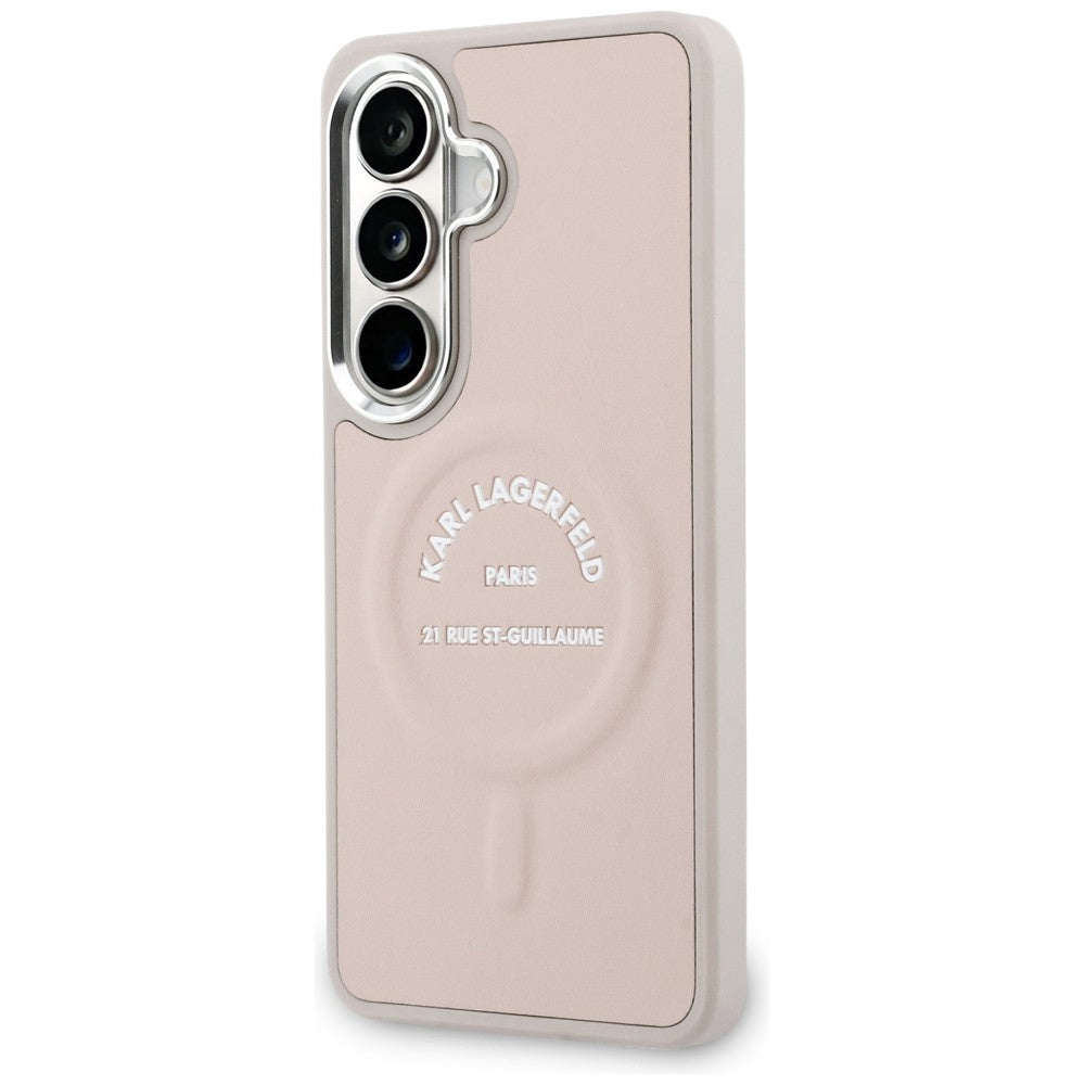 Karl Lagerfeld EmBossed Ring RSG logotipas MagSafe Case skirtas Samsung Galaxy S26 - Pink