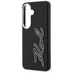 Karl Lagerfeld Grained Signature Metal Dervos logotipas Case, skirtas Samsung Galaxy S26 - Black