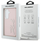 Karl Lagerfeld Grained Signature Metal Dervos logotipas Case, skirtas Samsung Galaxy S26 - Pink