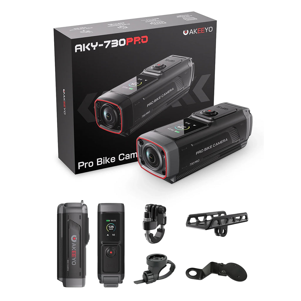 AKEEYO 730Pro 4K Handlebaro vaizdo registratorius sportinė kamera motociklams ir dviračiams - Juoda -- Cycling Accessories