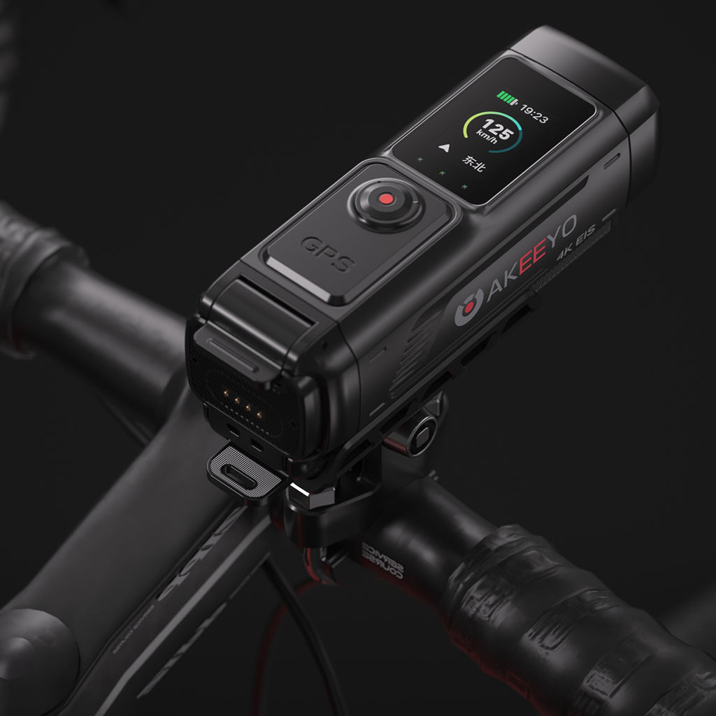 AKEEYO 730Pro 4K Handlebaro vaizdo registratorius sportinė kamera motociklams ir dviračiams - Juoda -- Cycling Accessories