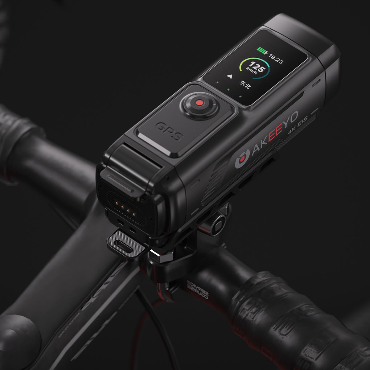 AKEEYO 730Pro 4K Handlebaro vaizdo registratorius sportinė kamera motociklams ir dviračiams - Juoda -- Cycling Accessories