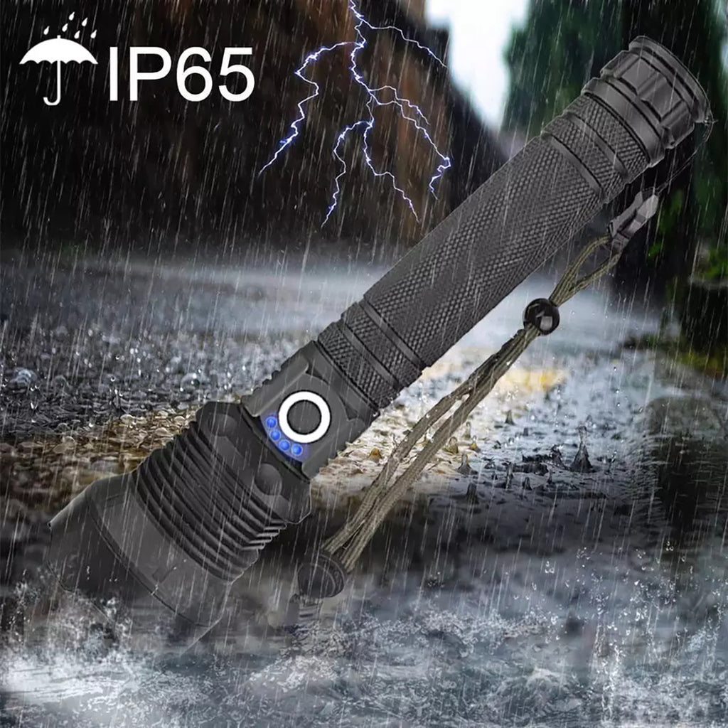 Wozinsky WLT-20W taktinis žibintuvėlis 20 W 2000 lm CREE diodai IP65 su reguliuojamu šviesos spinduliu - juodas --...