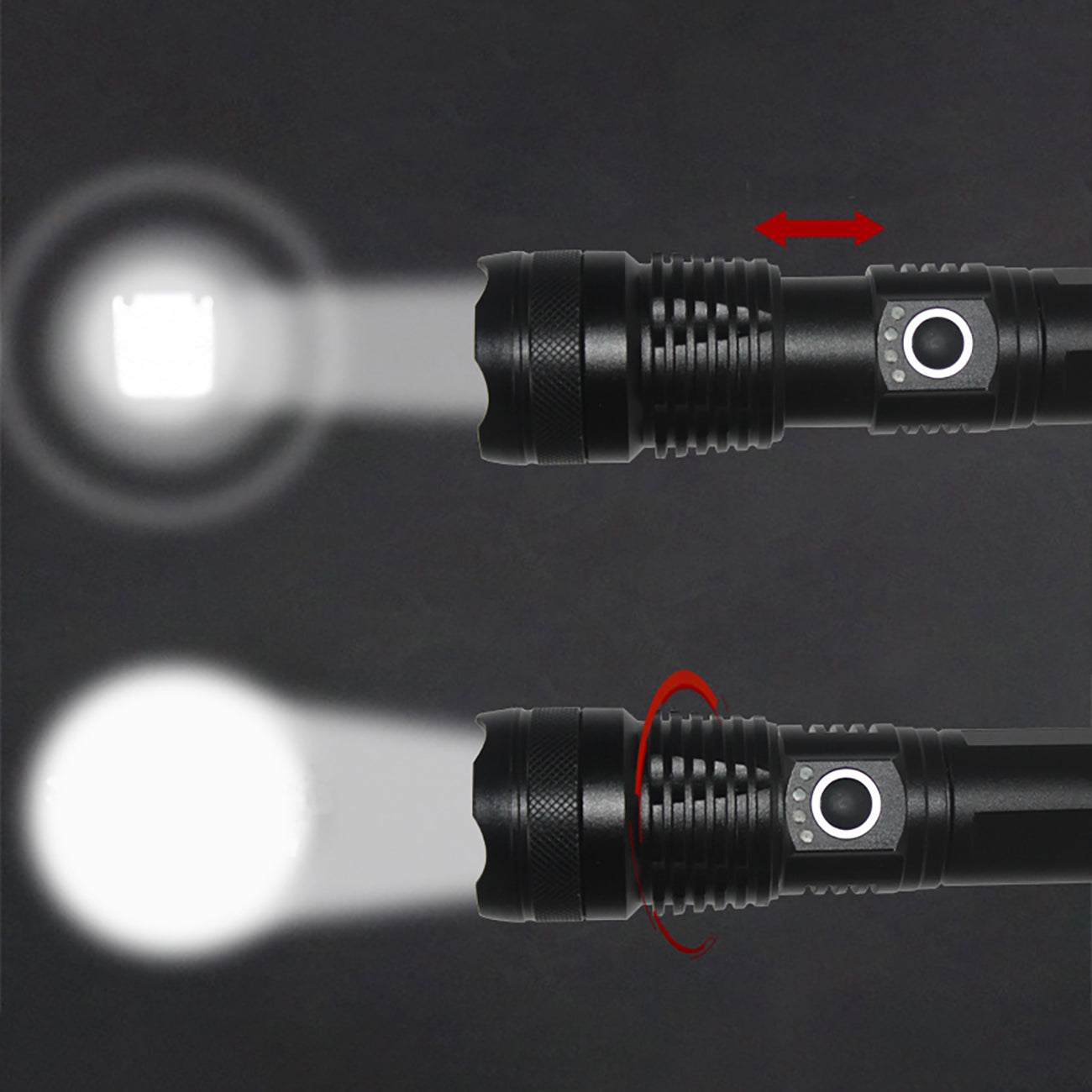 Wozinsky WLT-15W 15W 1500lm CREE IP65 Taktinis žibintuvėlis su reguliuojamu šviesos spinduliu - juodas -- Flashlights &...
