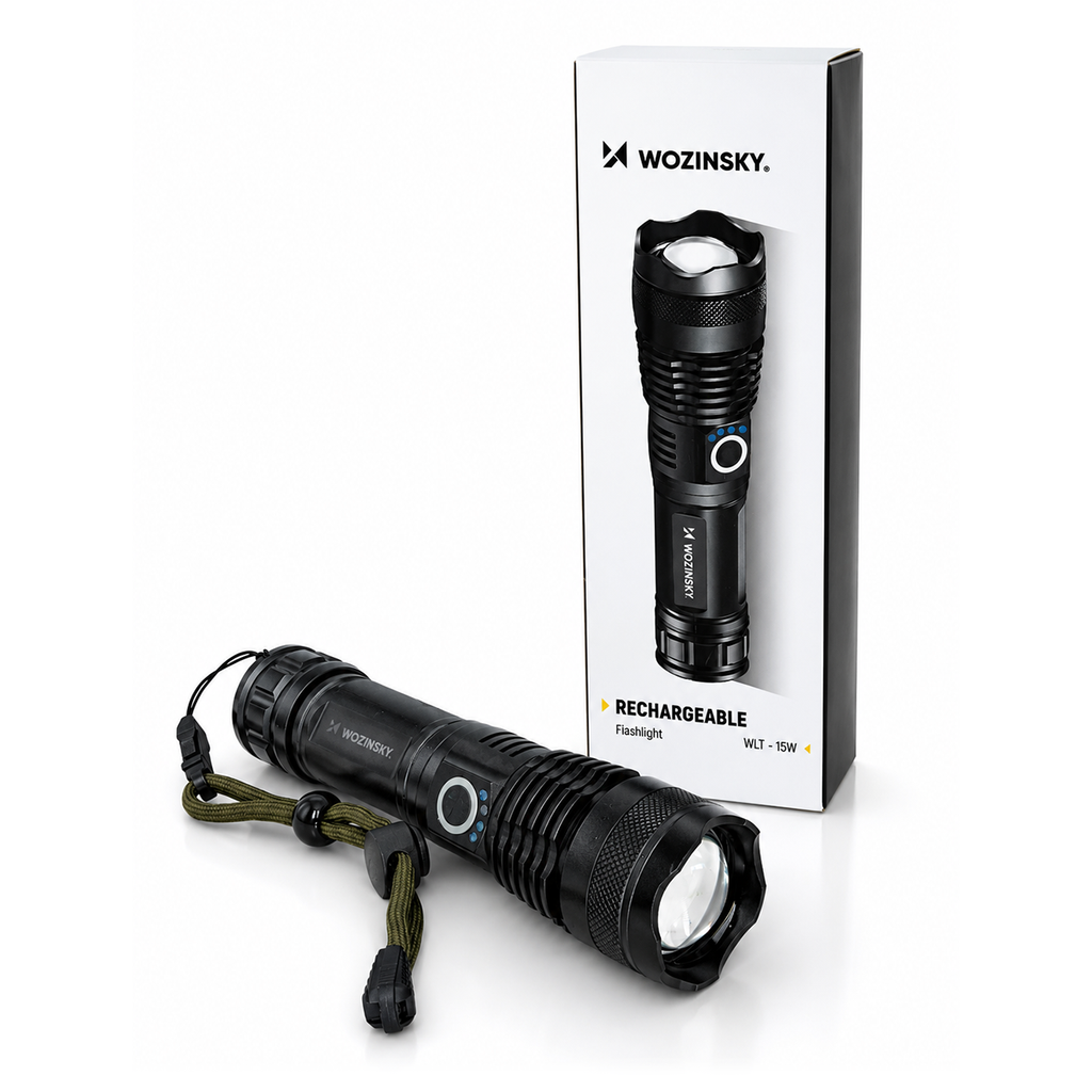 Wozinsky WLT-15W 15W 1500lm CREE IP65 Taktinis žibintuvėlis su reguliuojamu šviesos spinduliu - juodas -- Flashlights &...