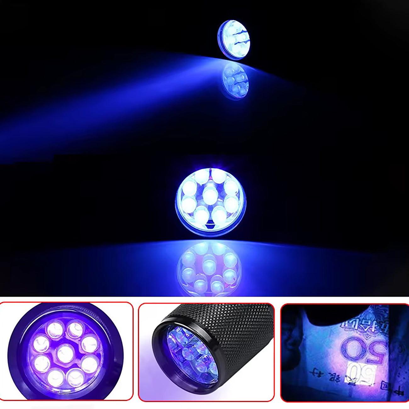 Wozinsky WLD-9L IP65 UV žibintuvėlis pėdsakų aptikimui - juodas -- Flashlights & Headlamps