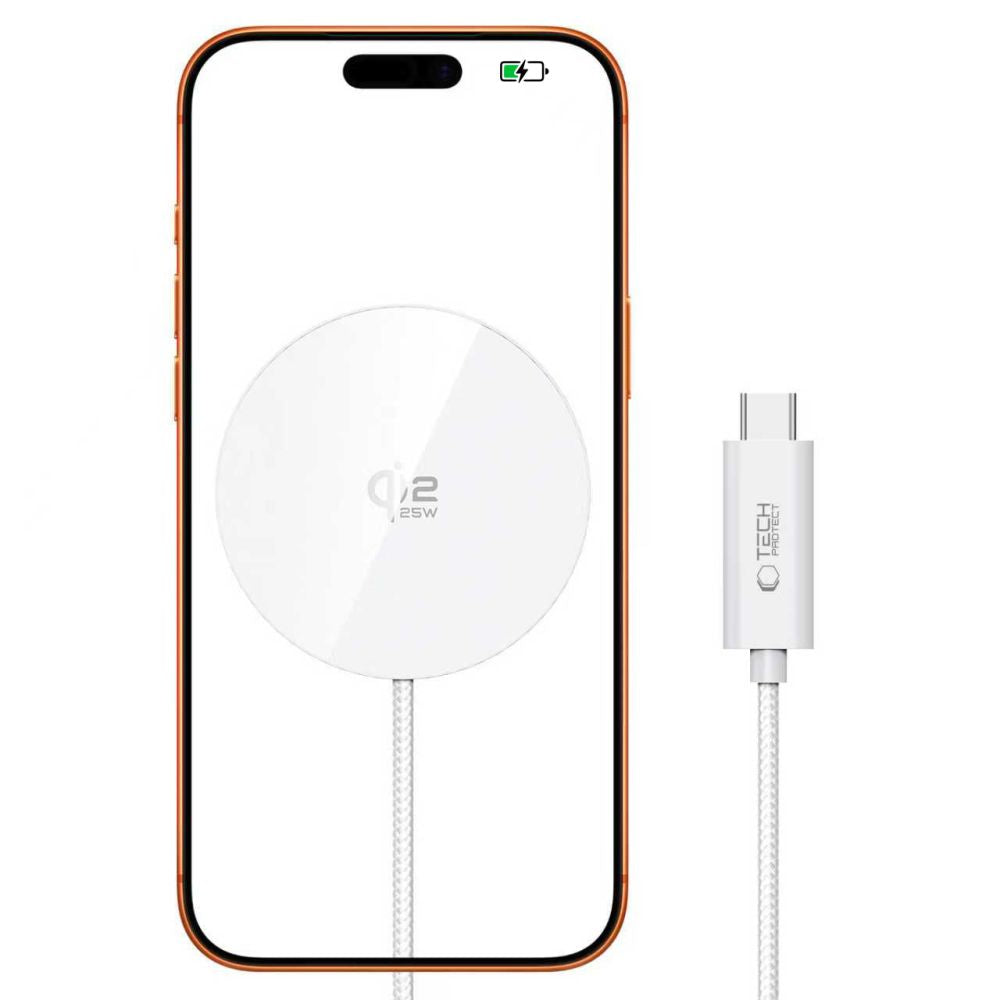 Tech-protect A50 MagSafe 25W QI2.2 belaidis įkroviklis - balta -- Cell phone chargers